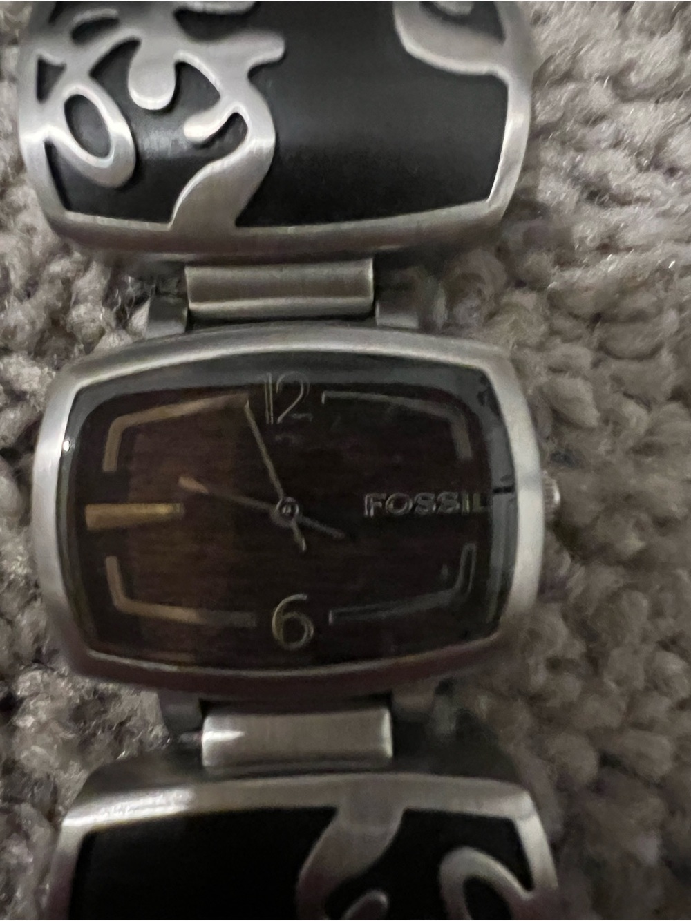 Fossil Women's Brown Wood grain and Silver Link Bracelet Watch - Picture 2 of 4